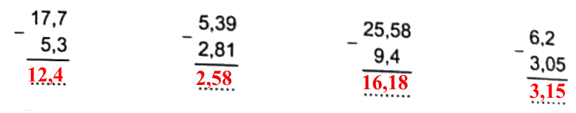 Bài 20: Phép trừ số thập phân (tiết 1) trang 67 vở bài tập Toán 5 - Kết nối tri thức 2