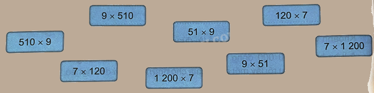 Bài 40: Tính chất giao hoán và kết hợp của phép nhân (tiết 1) trang 8 Vở thực hành Toán 4 0 1