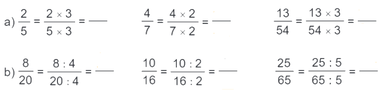 Bài 55: Tính chất cơ bản của phân số (tiết 1) trang 51 Vở thực hành Toán 4 0 1