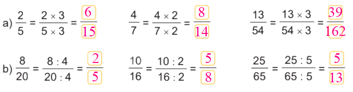 Bài 55: Tính chất cơ bản của phân số (tiết 1) trang 51 Vở thực hành Toán 4 2