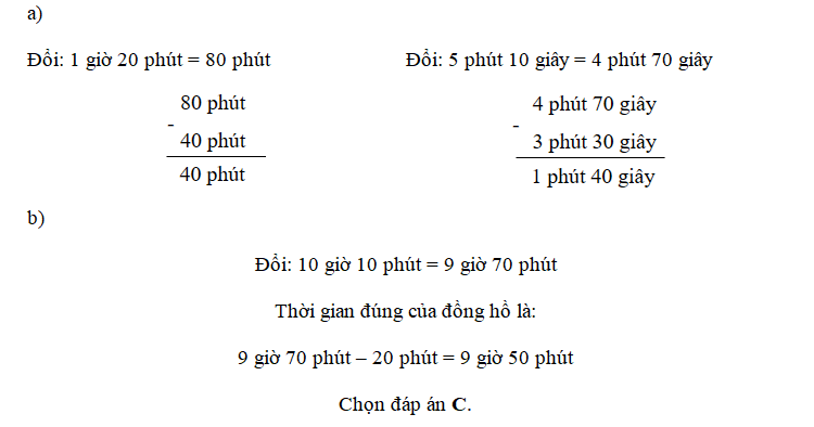 Bài 57: Cộng trừ số đo thời gian (tiết 2) trang 63 vở bài tập Toán 5 - Kết nối tri thức 1 1