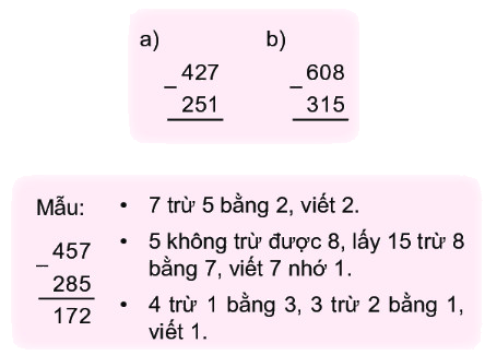 Bài 62. Phép trừ (có nhớ) trong phạm vi 1000 3 1