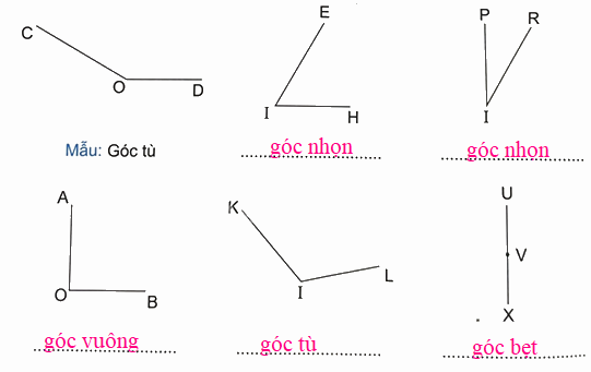 Bài 8. Góc nhọn, góc tù, góc bẹt (tiết 2) trang 24 Vở thực hành Toán 4 0 2