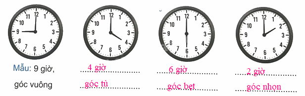 Bài 8. Góc nhọn, góc tù, góc bẹt (tiết 2) trang 24 Vở thực hành Toán 4 2 2