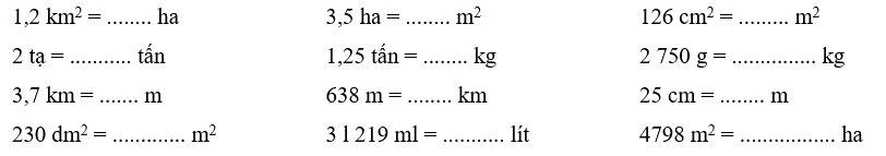Đề cương ôn tập học kì 1 Toán 5 - Cánh diều 2