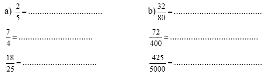 Giải bài 12: Phân số thập phân trang 34, 35 vở bài tập Toán 5 - Cánh diều 8