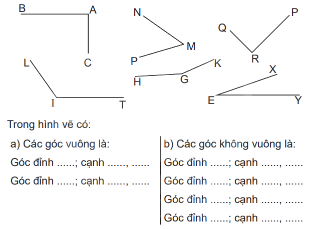 Giải bài 18: Góc, góc vuông, góc không vuông trang 48 vở bài tập Toán 3 - Kết nối tri thức với cuộc sống 1