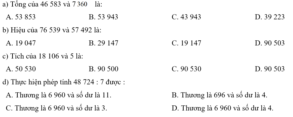 Giải bài 2: Ôn tập các phép tính trong phạm vi 100 000 (tiết 3) trang 10, 11 vở bài tập Toán 4 - Kết nối tri thức với cuộc sống 1