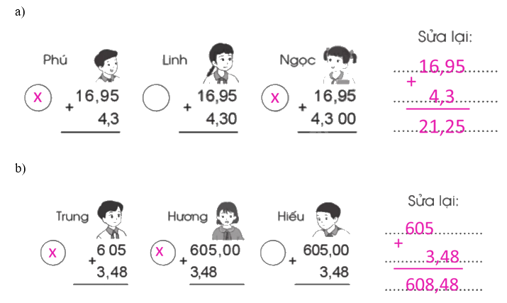 Giải bài 25: Cộng các sổ thập phân trang 62, 63 vở bài tập Toán 5 - Cánh diều 1 2