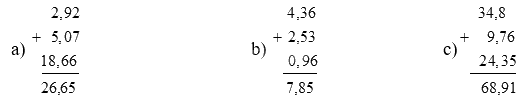 Giải bài 25: Cộng các sổ thập phân trang 62, 63 vở bài tập Toán 5 - Cánh diều 2 2