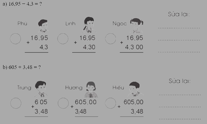Giải bài 25: Cộng các sổ thập phân trang 62, 63 vở bài tập Toán 5 - Cánh diều 3
