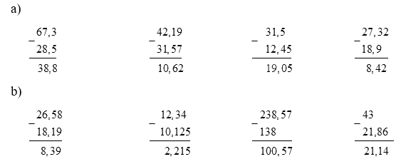 Giải bài 26: Trừ các sổ thập phân trang 64, 65 vở bài tập Toán 5 - Cánh diều 0 3