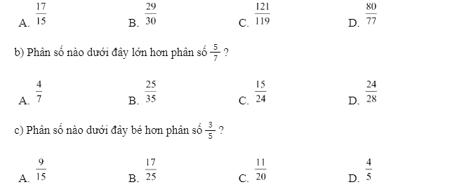 Giải bài 3: Ôn tập phân số (tiết 2) trang 12, 13 vở bài tập Toán 5 - Kết nối tri thức 3