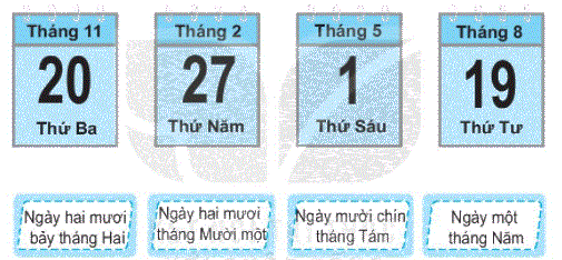 Giải bài 30: Ngày - tháng (tiết 1) trang 110 Vở bài tập toán 2 - Kết nối tri thức với cuộc sống 1