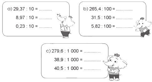 Giải bài 32: Chia một số thập phân cho 10, 100, 1 000, ... trang 77, 78 vở bài tập Toán 5 - Cánh diều 1