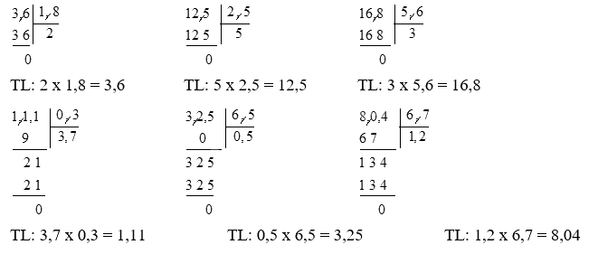 Giải bài 35: Chia một số thập phân cho một số thập phân trang 84, 85 vở bài tập Toán 5 - Cánh diều 4