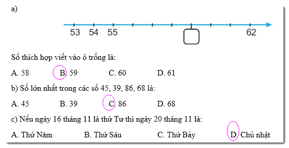 Giải bài 36: Ôn tập chung (tiết 1) trang 132 Vở bài tập toán 2 - Kết nối tri thức với cuộc sống 2
