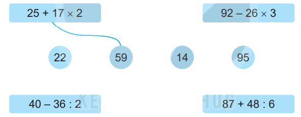 Giải bài 38: Biểu thức số. Tính giá trị của biểu thức số (tiết 2) trang 95 vở bài tập Toán 3 - Kết nối tri thức với cuộc sống 1