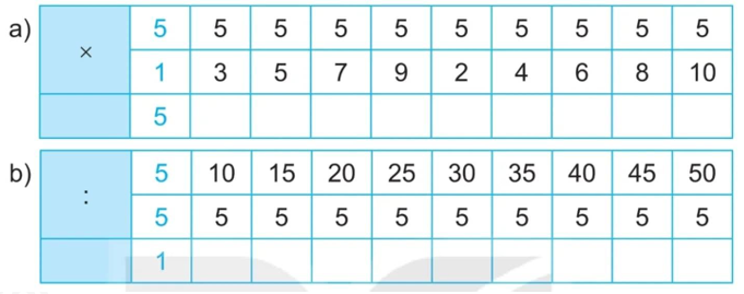 Giải bài 4: Ôn tập bảng nhân 2; 5, bảng chia 2; 5 (tiết 2) trang 12 vở bài tập Toán 3 - Kết nối tri thức với cuộc sống 0 1