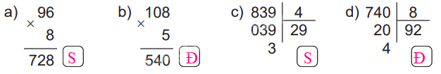 Giải bài 41: Ôn tập phép nhân, phép chia trong phạm vi 100, 1 000 (tiết 2) trang 103 vở bài tập Toán 3 - Kết nối tri thức với cuộc sống 2 4