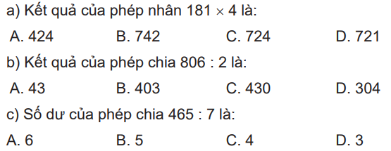 Giải bài 41: Ôn tập phép nhân, phép chia trong phạm vi 100, 1 000 (tiết 3) trang 104 vở bài tập Toán 3 - Kết nối tri thức với cuộc sống 1