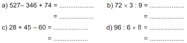 Giải bài 42: Ôn tập biểu thức số (tiết 1) trang 106 vở bài tập Toán 3 - Kết nối tri thức với cuộc sống 0 1