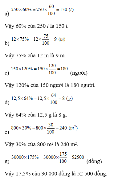 Giải bài 42: Tìm giá trị phần trăm của một số cho trước trang 101, 102 vở bài tập Toán 5 - Cánh diều 0 1