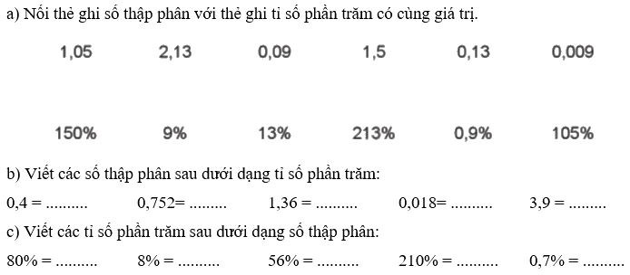 Giải bài 43: Luyện tập chung trang 103, 104, 105 vở bài tập Toán 5 - Cánh diều 0 1