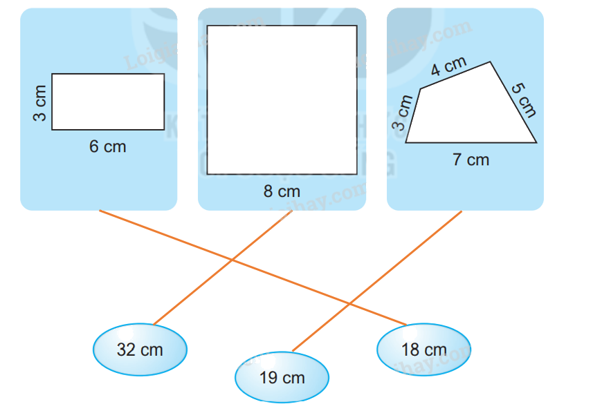 Giải bài 50: Chu vi hình tam giác, hình tứ giác, hình chữ nhật, hình vuông (tiết 3) trang 21 vở bài tập Toán 3 - Kết nối tri thức với cuộc sống 0 2