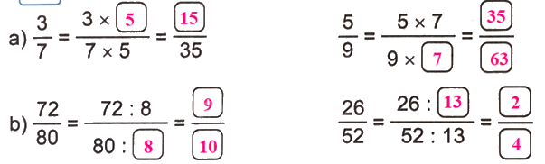 Giải bài 55: Tính chất cơ bản của phân số (tiết 1) trang 62 vở bài tập Toán 4 - Kết nối tri thức với cuộc sống 4