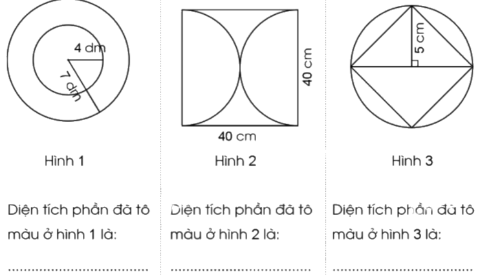 Giải bài 56. Diện tích hình tròn trang 21, 22, 23 vở bài tập Toán 5 - Cánh diều 5