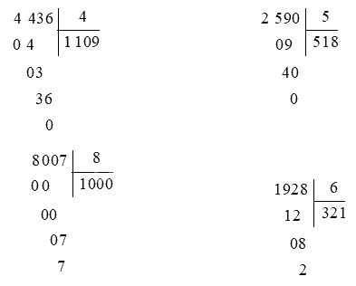 Giải bài 57: Chia số có bốn chữ số với số có một chữ số (tiết 3) trang 48 vở bài tập Toán 3 - Kết nối tri thức với cuộc sống 0 1