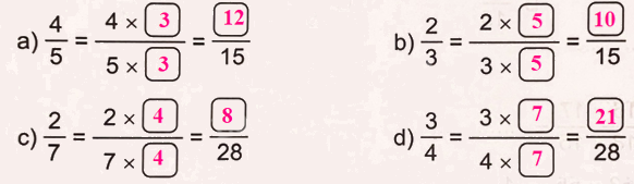 Giải bài 57: Quy đồng mẫu số các phân số (tiết 1) trang 66 vở bài tập Toán 4 - Kết nối tri thức với cuộc sống 2