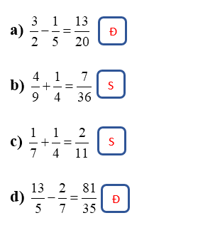 Giải bài 6: Cộng, trừ hai phân số khác mẫu số (tiết 1) trang 20, 21 vở bài tập Toán 5 - Kết nối tri thức 1 1