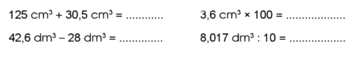 Giải bài 63. Xăng-ti-mét khối. Đề-xi-mét khối trang 40, 41, 42 vở bài tập Toán 5 - Cánh diều 3