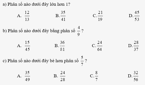 Giải bài 69: Ôn tập phân số (tiết 2) trang 112 vở bài tập Toán 4 - Kết nối tri thức với cuộc sống 0 1