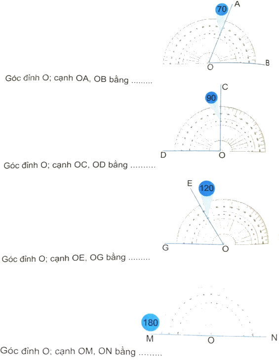 Giải bài 7: Đo góc, đơn vị đo góc (tiết 1) trang 24, 25 vở bài tập Toán 4 - Kết nối tri thức với cuộc sống 0 1
