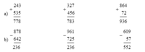 Giải bài 70: Ôn tập phép cộng, phép trừ trong phạm vi 1000 (tiết 1) VBT toán 2 - Kết nối tri thức với cuộc sống 1