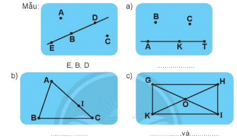 Giải bài: Ba điểm thẳng hàng (trang 55) Vở bài tập toán 2 - Chân trời sáng tạo 1