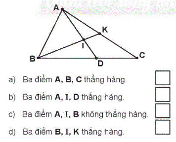 Giải bài: Ba điểm thẳng hàng (trang 55) Vở bài tập toán 2 - Chân trời sáng tạo 3