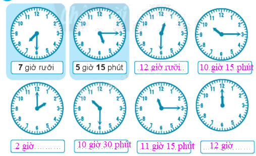 Giải bài: Giờ , phút, xem đồng hồ VBT toán 2 - Chân trời sáng tạo 4