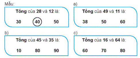 Giải bài: Phép cộng có tổng là số tròn chục (trang 83) Vở bài tập toán 2 - Chân trời sáng tạo 10