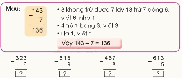 Giải bài: Phép trừ (có nhớ) trong phạm vi 1000 Toán 2 - Cánh Diều 3 1