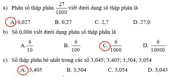 Giải phần A. Tái hiện, củng cố trang 32 Bài tập phát triển năng lực Toán 5 2