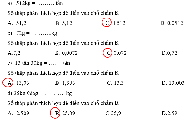 Giải phần A. Tái hiện, củng cố trang 35 Bài tập phát triển năng lực Toán 5 2 2