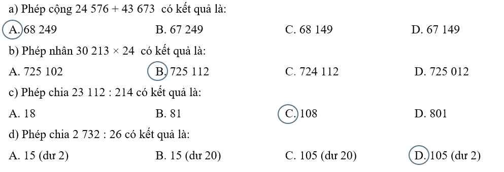 Giải phần A. Tái hiện, củng cố trang 63 Bài tập phát triển năng lực Toán 4 0 1