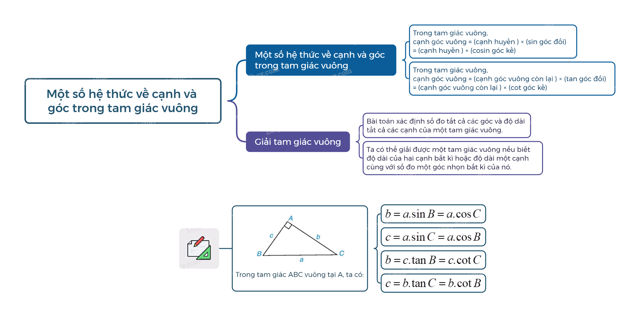 Lý thuyết Một số hệ thức về cạnh và góc trong tam giác vuông Toán 9 Cùng khám phá 2