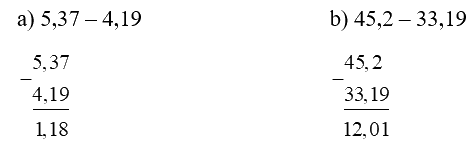 Phép trừ số thập phân - Toán 5 2