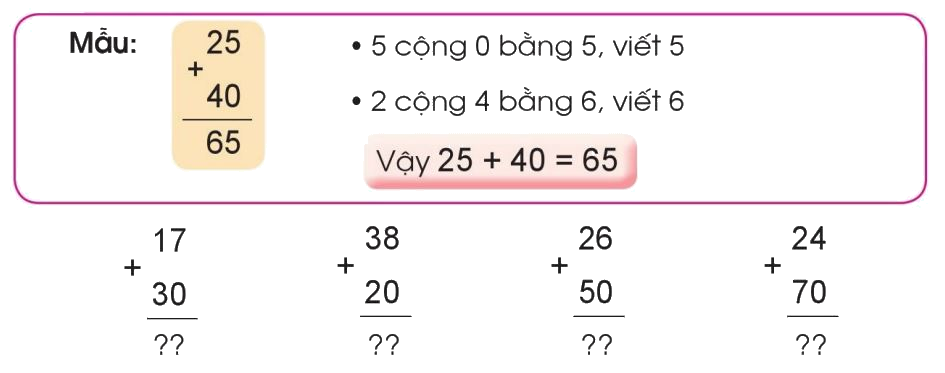 Toán lớp 1 trang 136 - Phép cộng dạng 25+4, 25+40 - SGK Cánh diều 2 1