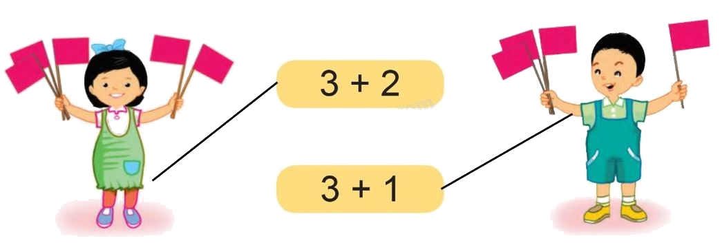 Toán lớp 1 trang 34 - Làm quen với phép cộng, dấu cộng - SGK Cánh diều 1 2